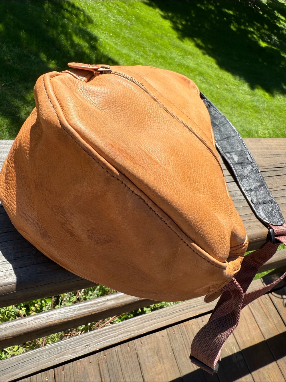 L.L. Bean Cognac Leather Sling Bag - Picture 2 of 5